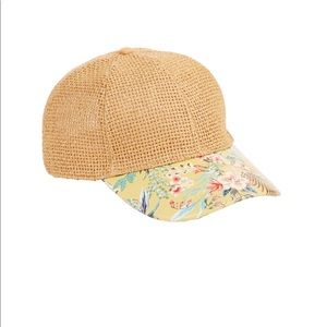 Floral Print Straw Baseball Cap